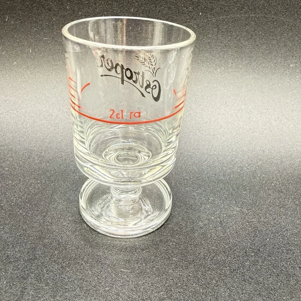 3 Ostroper Wheat Grass Logo Footed Shot Glasses Made France Vintage Marked 2cl